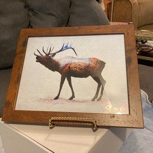 Rocky Mtn. Elk Framed Print-11.5" X 9.5"-Wildlife Artist Davies Babies-EUC